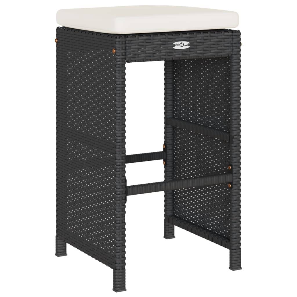 Tabourets de Bar Extérieur Résine Tressée avec Coussins pour Terrasse Lot de 4 Noir – ComfortXL Outdoor Living - Image 6
