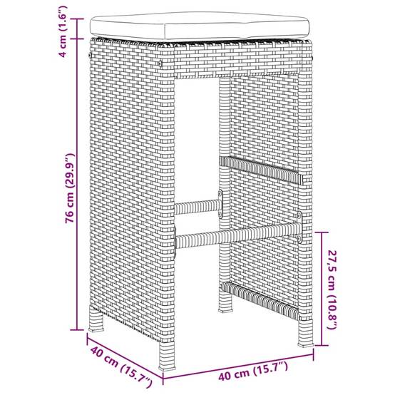 Tabourets de Bar Extérieur Résine Tressée avec Coussins pour Terrasse Lot de 4 Noir – ComfortXL Outdoor Living - Image 8