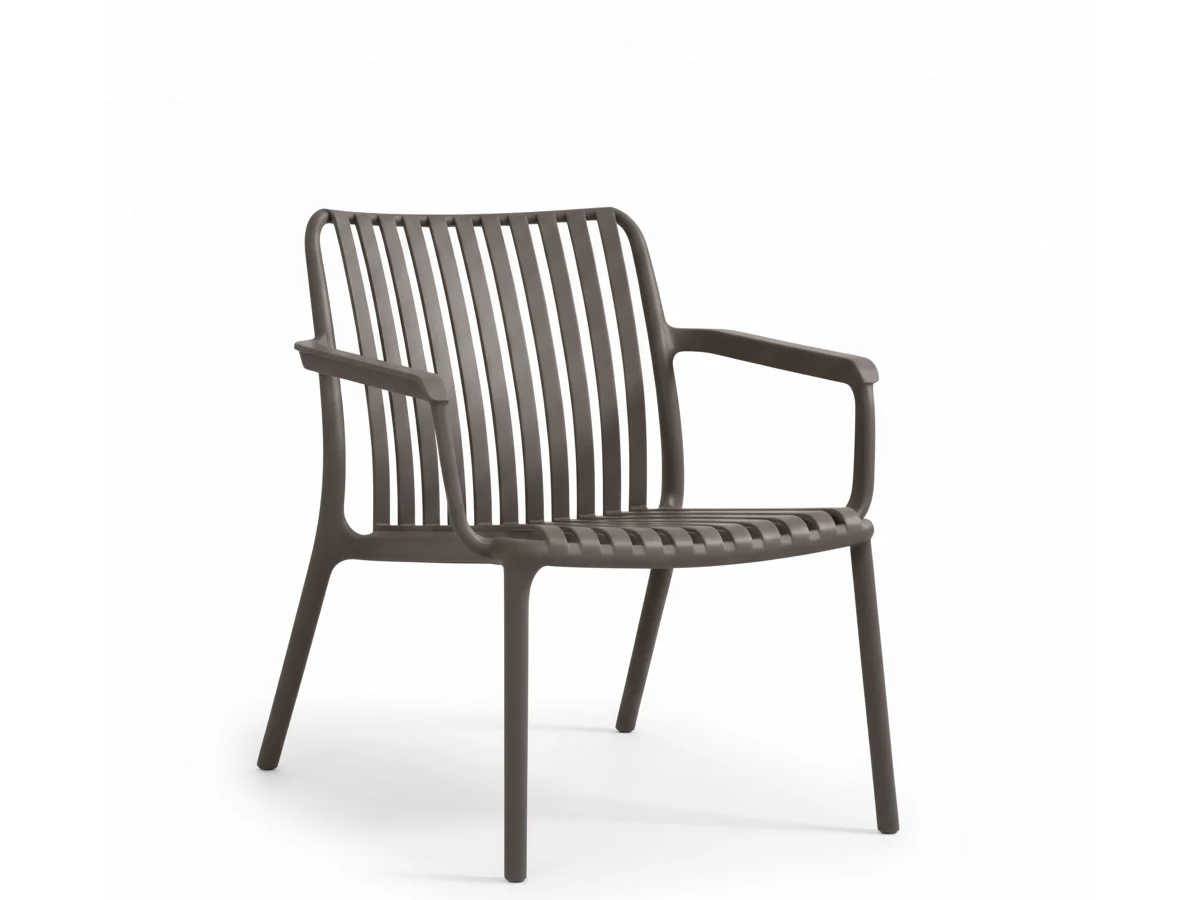 Fauteuil bas de jardin en résine PP 50 % recyclé Joysxee, taupe - Jardiline