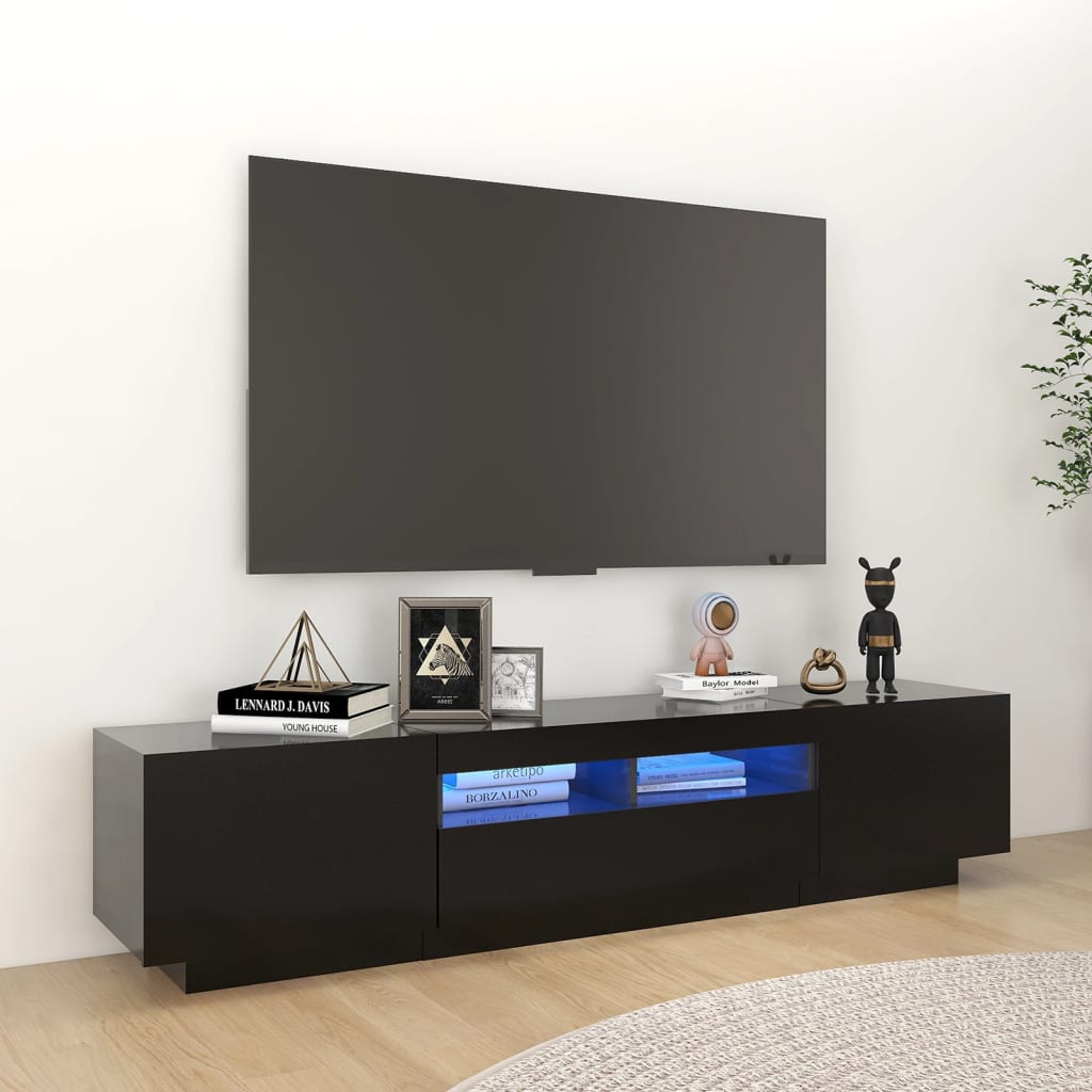 Vidaxl - Meuble TV avec lumières LED Noir 180x35x40 cm - vidaXL - Image 2