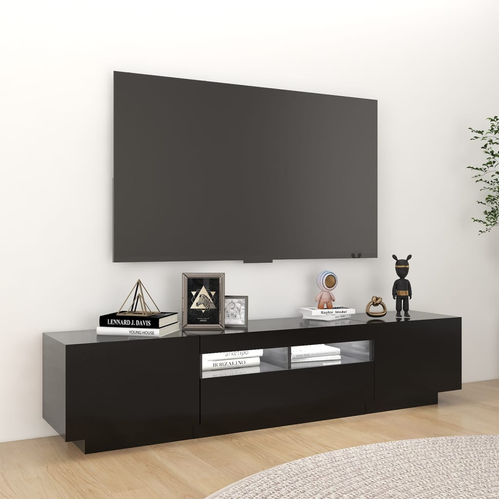 Vidaxl - Meuble TV avec lumières LED Noir 180x35x40 cm - vidaXL - Image 3