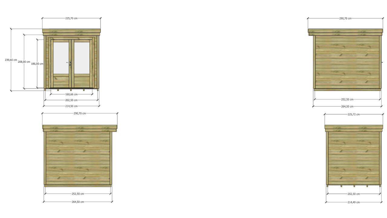 Abri Français - ABRI DE JARDIN bois  autoclave 27mm - 2,14x2,64m / 6m2 - Bac acier - Plancher bois - Image 4