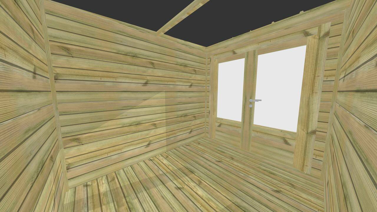 Abri Français - ABRI DE JARDIN bois autoclave 27mm - 2,14x2,64m / 6m2 - Bac acier - Plancher bois - Image 5