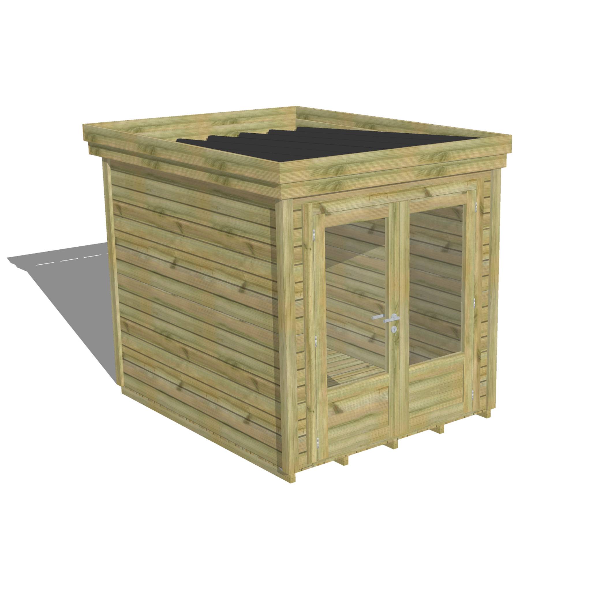Abri Français - ABRI DE JARDIN bois autoclave 27mm - 2,14x2,64m / 6m2 - Bac acier - Plancher bois - Image 1