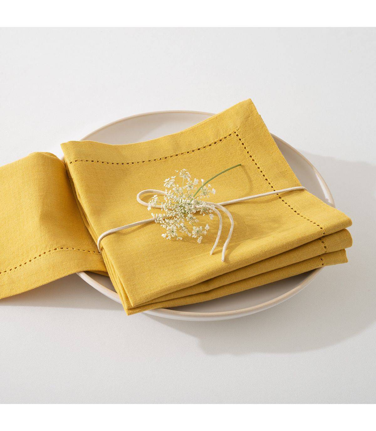 Lot de 4 Serviettes de table en Coton Ocre 40 x 40 cm - Image 3