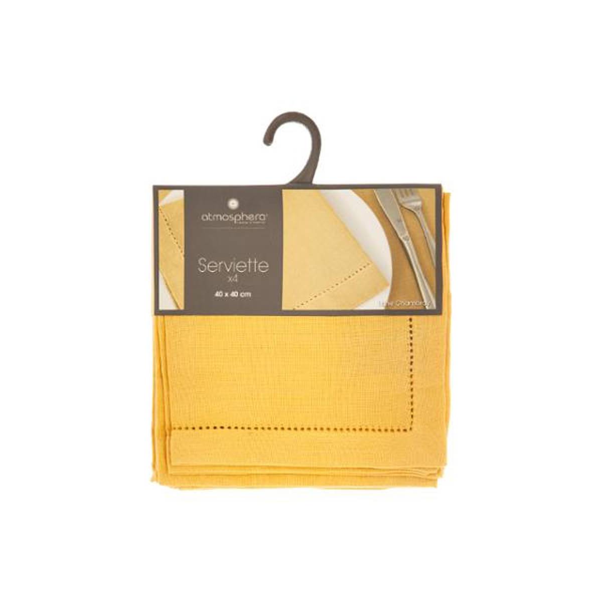 Lot de 4 Serviettes de table en Coton Ocre 40 x 40 cm - Image 4