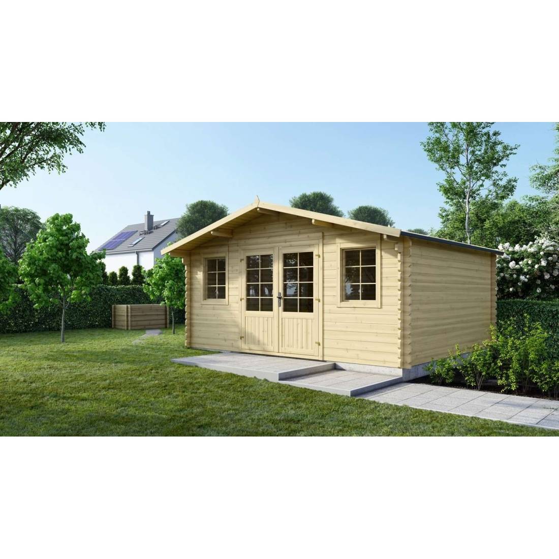Altanka - Abri de jardin en bois - 19.2m2 - 4.8x4m - Ep. 40mm - Couleur: naturel - DOM370 - ALTANKA - Image 2