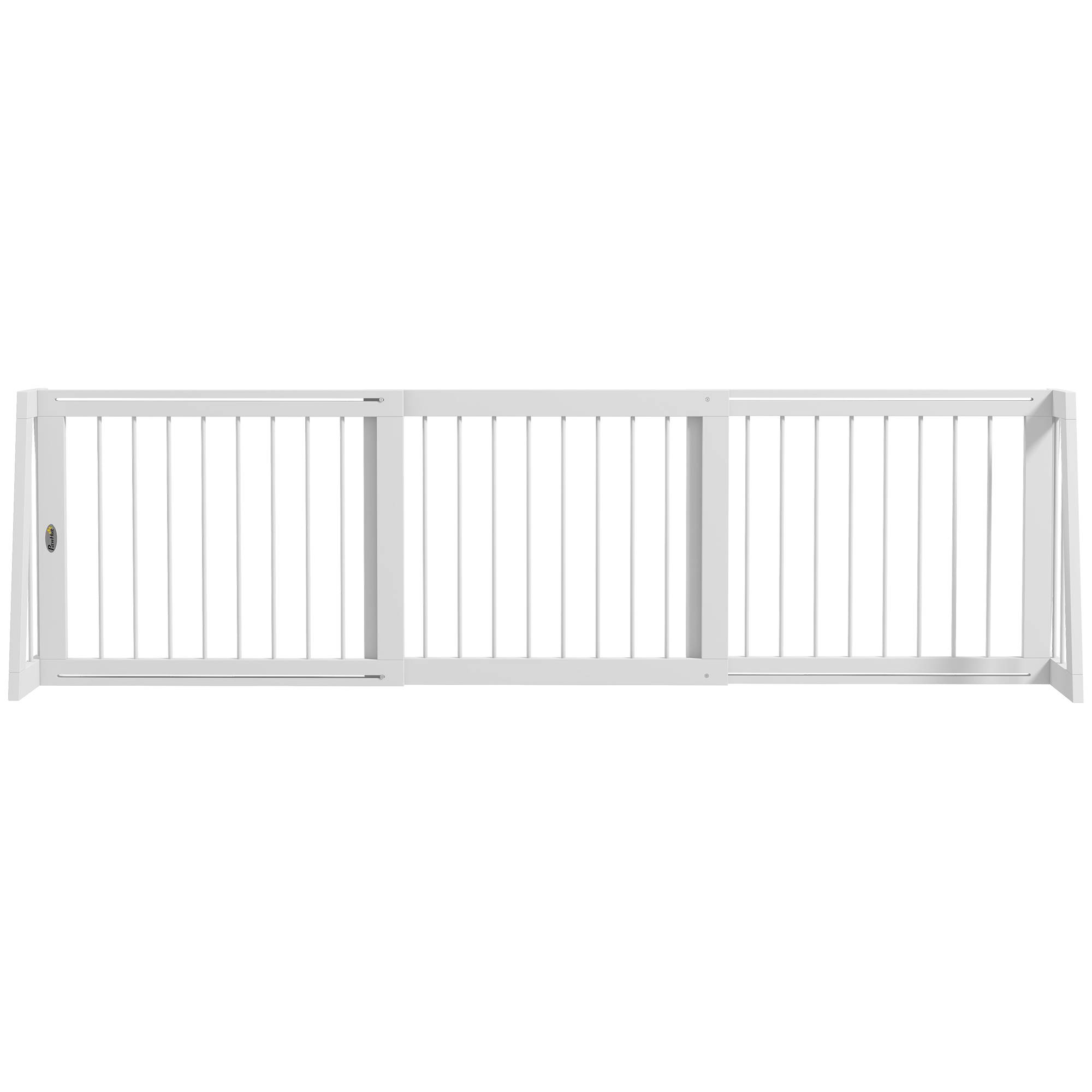 Barrière extensible bois massif animaux intérieur rangement facile 190x56cm blanc - ComfortXL Outdoor Living - Image 1