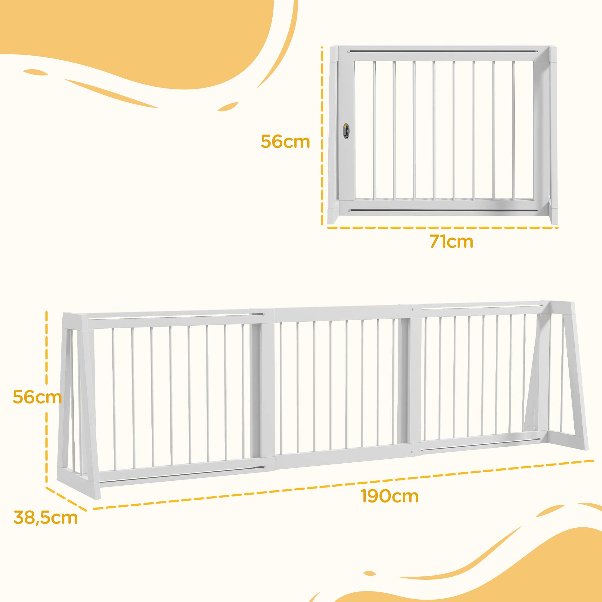 Barrière extensible bois massif animaux intérieur rangement facile 190x56cm blanc - ComfortXL Outdoor Living - Image 5