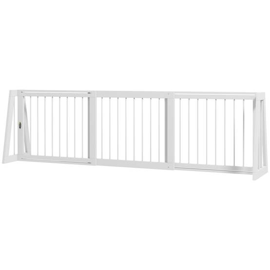 Barrière extensible bois massif animaux intérieur rangement facile 190x56cm blanc - ComfortXL Outdoor Living - Image 2
