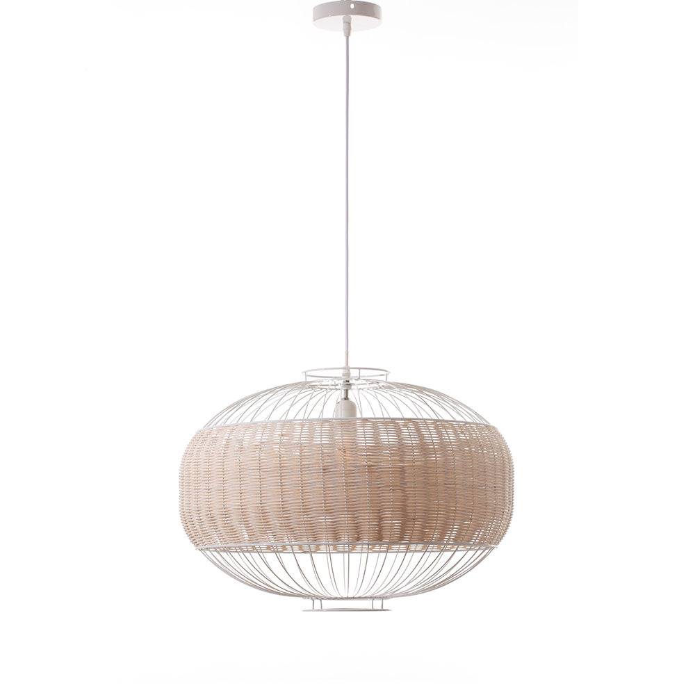 Lumisky - Suspension intérieur VALENTINA WHITE Beige Rotin D55CM - Image 1