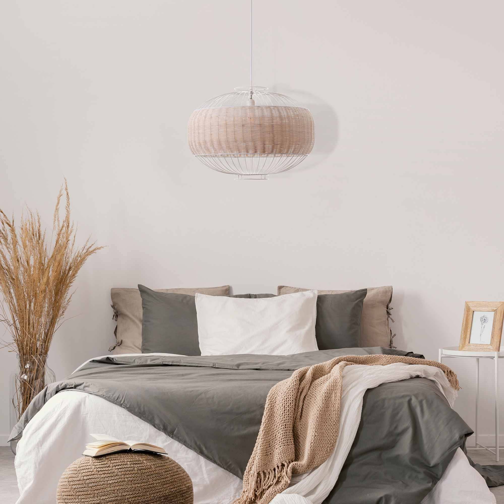 Lumisky - Suspension intérieur VALENTINA WHITE Beige Rotin D55CM - Image 2