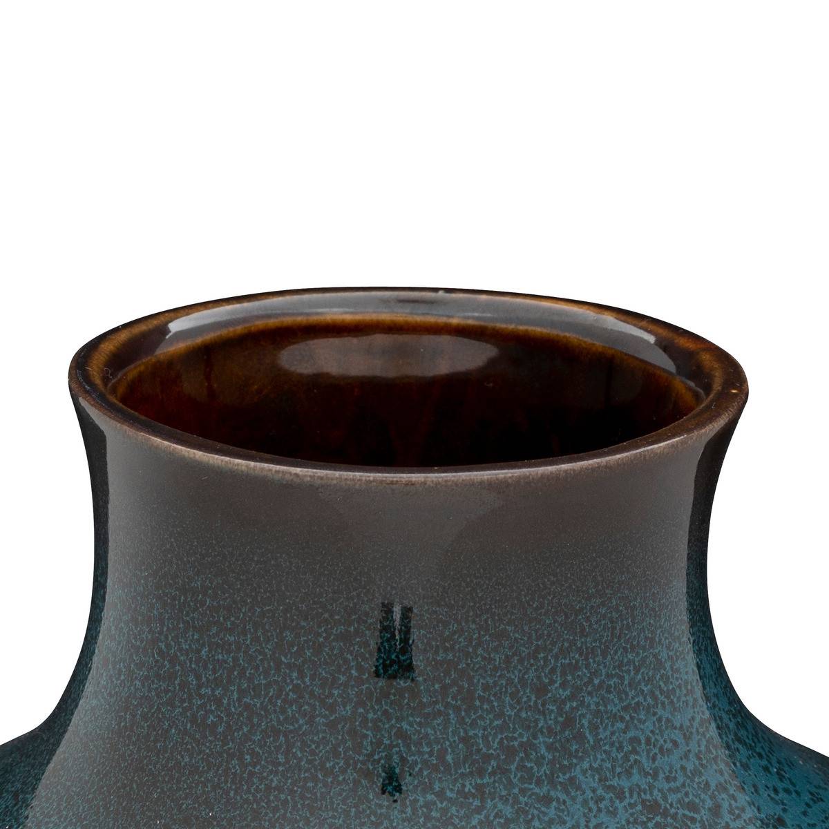 Vase en Céramique émaillée Bleu motif en relief D 15 x H 18 cm - Image 3