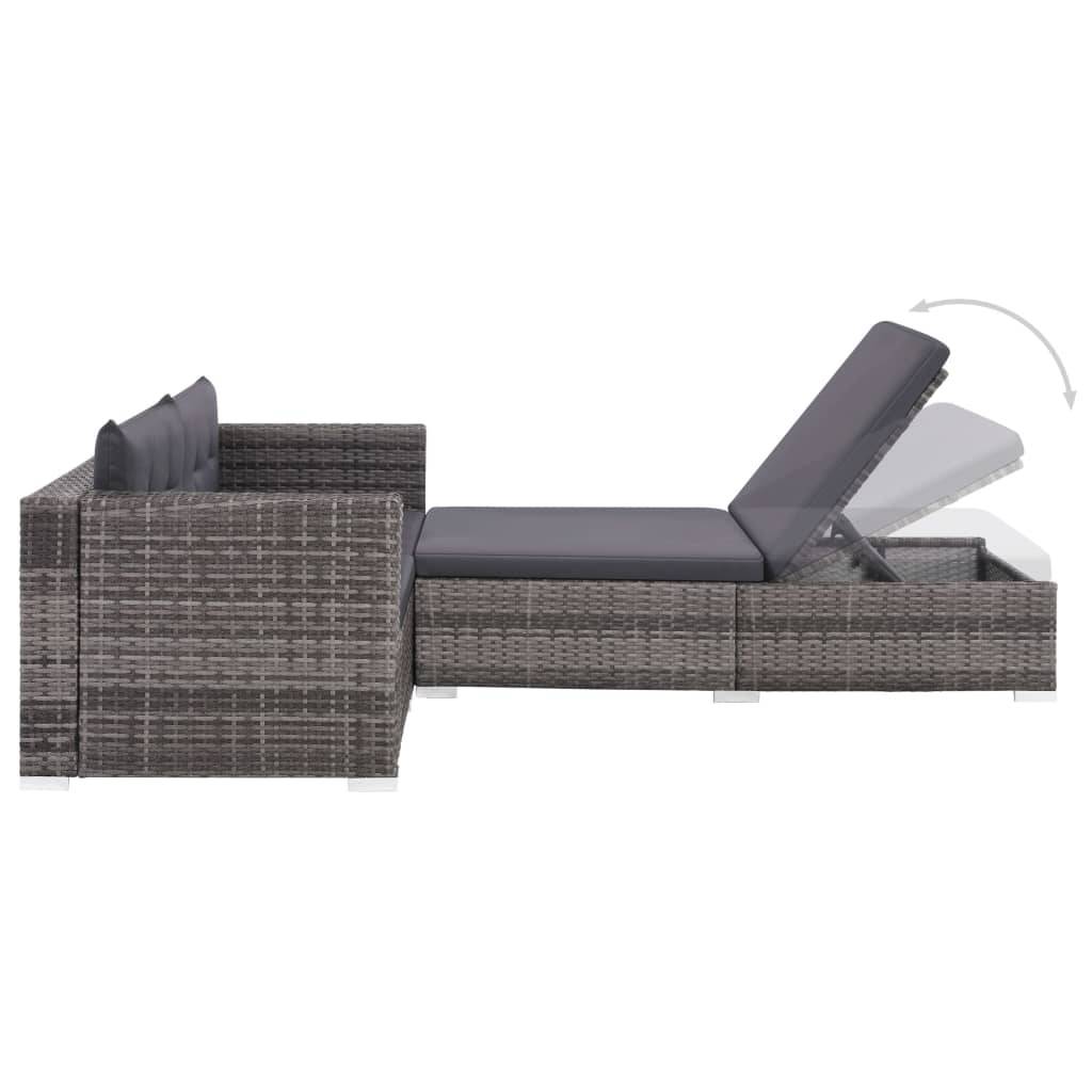 Helloshop26 - Salon de jardin meuble d'extérieur ensemble de mobilier 3 pièces avec coussins résine tressée gris - Image 3