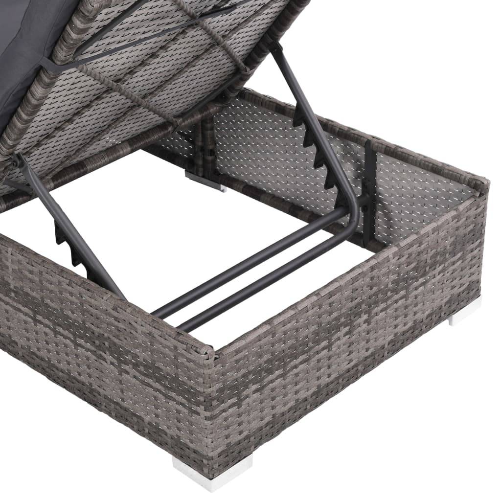 Helloshop26 - Salon de jardin meuble d'extérieur ensemble de mobilier 3 pièces avec coussins résine tressée gris - Image 5