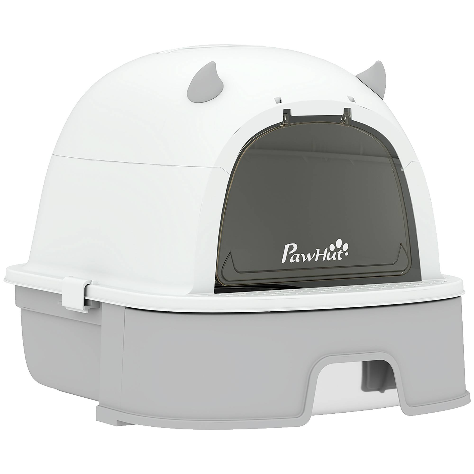 Bac à litière en acier inoxydable avec couvercle amovible, pelle et filtre à charbon actif pour chats de petite et moyenne taille, gris - Image 2