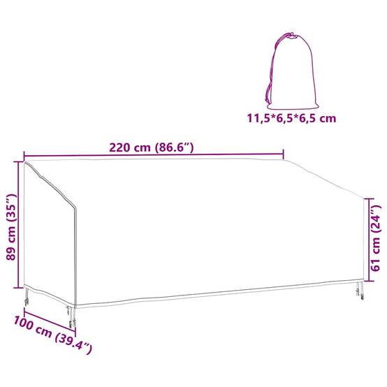 Vidaxl - Housse de banc de jardin 220 x 100 x 89 cm Tissu Oxford 600D vidaXL 4105971 - Image 3