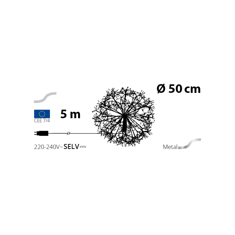 Lotti - Branche Sphère Riche RICH Champagne Ø50cm 912 MicroLED FlashLED avec Rameaux de Led 5m+Ø50cm Lotti - Image 7