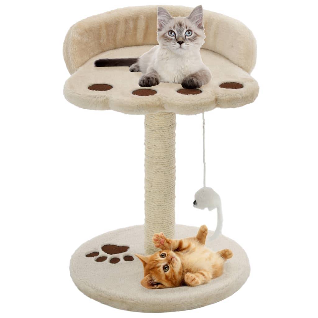Arbre à chat sisal et peluche beige et marron 30 x 30 x 40 cm, Poids:1.55kg - PANGIVO - Image 1