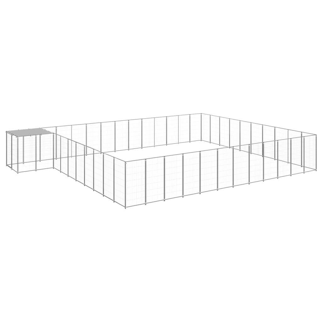 Helloshop26 - Chenil extérieur cage enclos parc animaux chien argenté 37,51 m² acier - Image 1