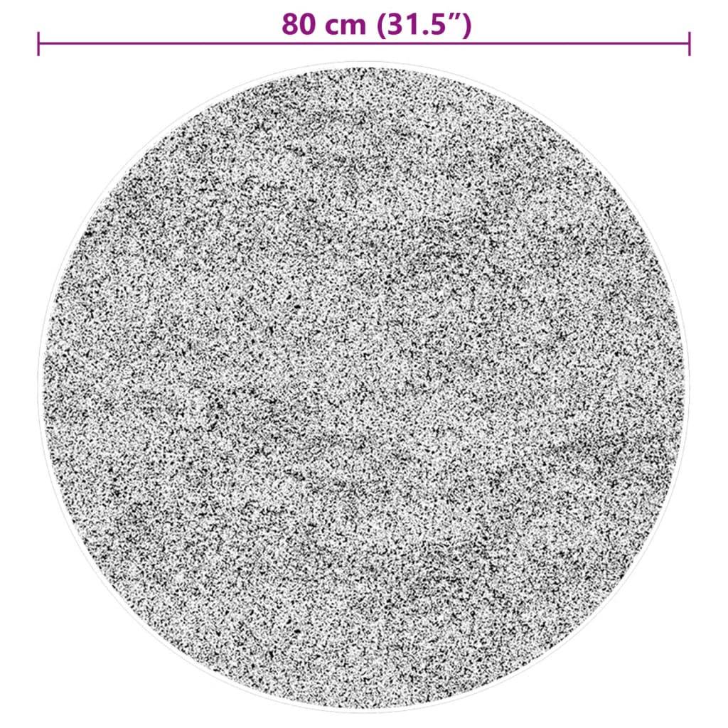 Shengwan Tapis Rond Soft Moquette à Poil Court Lavable Antidérapant - Gris Argenté Diamètre 80cm