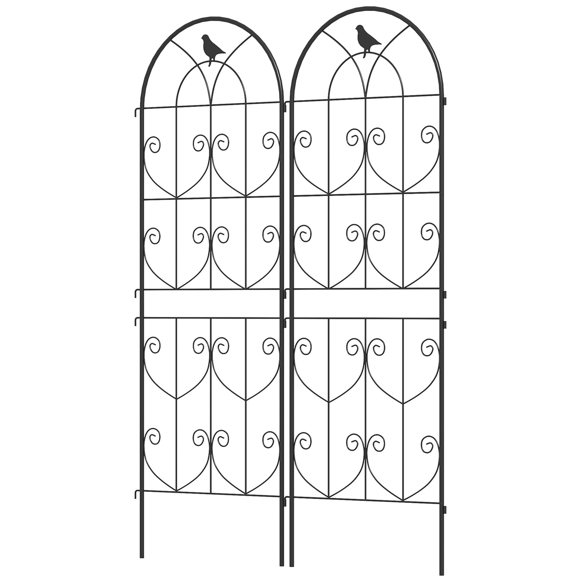 Lot 2 Treillis Jardin Métal Oiseaux Plantes Grimpantes Aménagement Terrasse 50x150cm Noir - ComfortXL Outdoor Living - Image 2