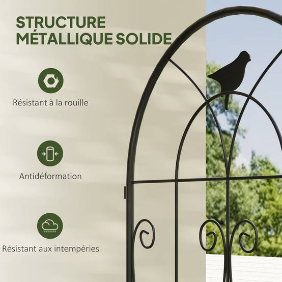 Lot 2 Treillis Jardin Métal Oiseaux Plantes Grimpantes Aménagement Terrasse 50x150cm Noir - ComfortXL Outdoor Living - Image 9
