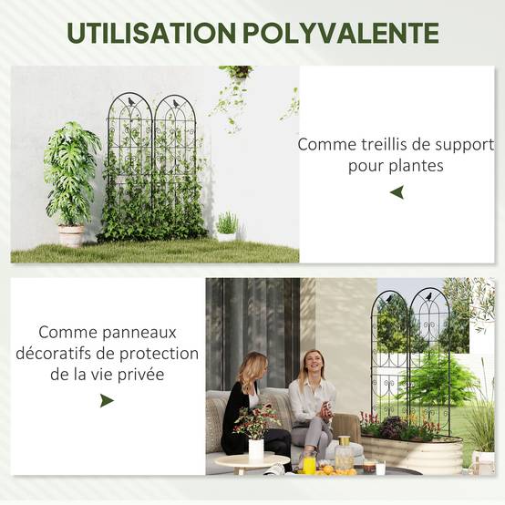 Lot 2 Treillis Jardin Métal Oiseaux Plantes Grimpantes Aménagement Terrasse 50x150cm Noir - ComfortXL Outdoor Living - Image 8