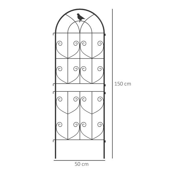 Lot 2 Treillis Jardin Métal Oiseaux Plantes Grimpantes Aménagement Terrasse 50x150cm Noir - ComfortXL Outdoor Living - Image 5