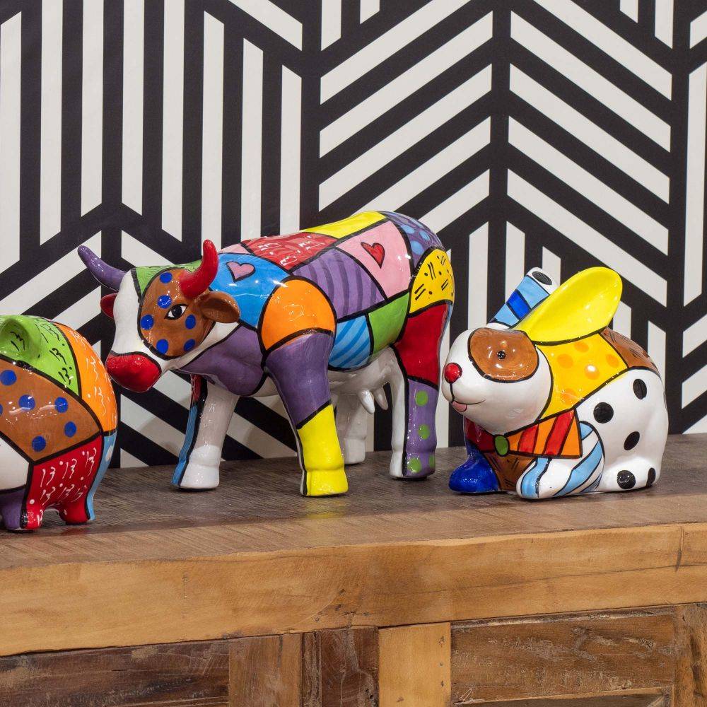 Origen - Vache en dolomite peinture multicolore - Image 2