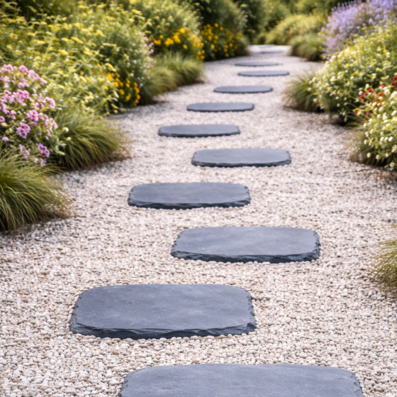 Pas japonais pierre bleue 43 x 32 x 3,5 cm - Gris bleu (Lot de 1) - Jardinex - Image 3