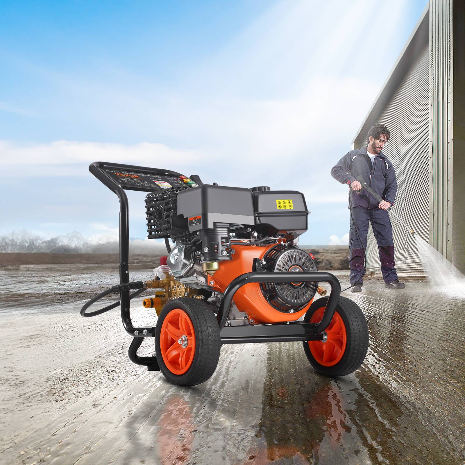 VEVOR Nettoyeur Haute Pression Essence 4400 PSI 15 L/min, Pompe Cuivre, 5 Buses, pour Voitures. - Image 8