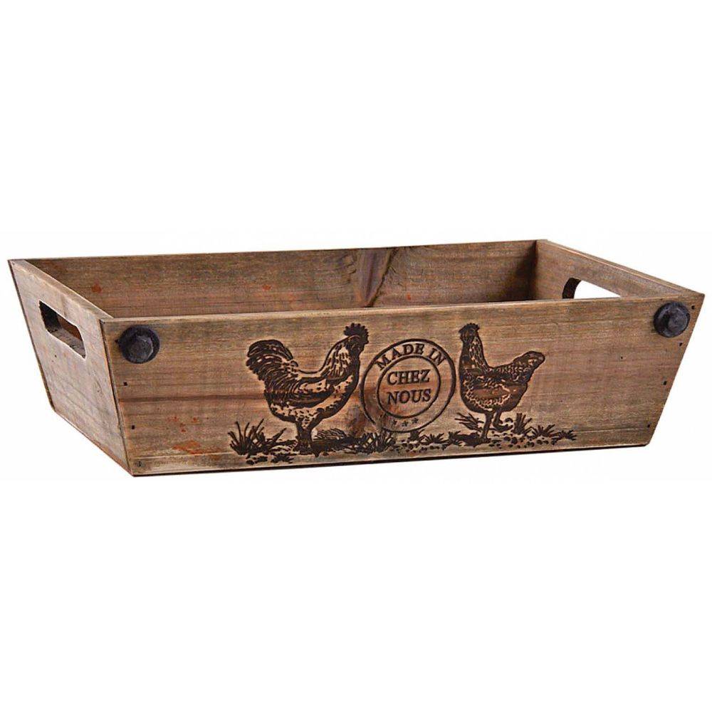 Aubry Gaspard - Manne en bois teinté Made in chez nous (Lot de 2) - Image 2