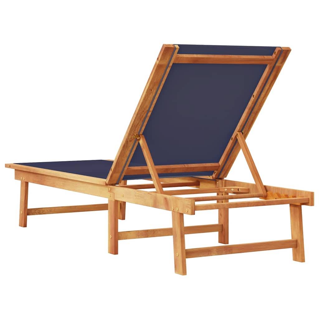 Maison Chic - Chaise longue | Transat | Bain de soleil bleu bois d'acacia solide et textilène - Image 5
