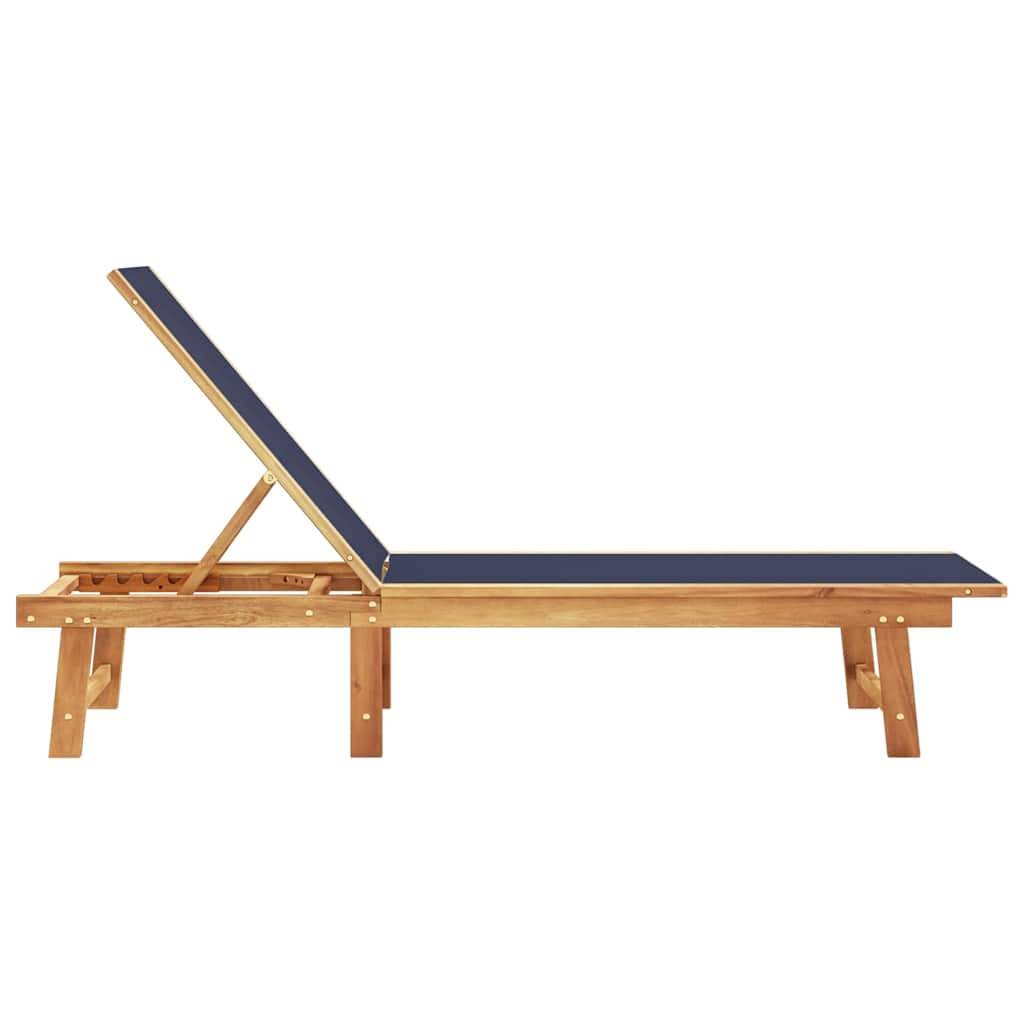 Maison Chic - Chaise longue | Transat | Bain de soleil bleu bois d'acacia solide et textilène - Image 4