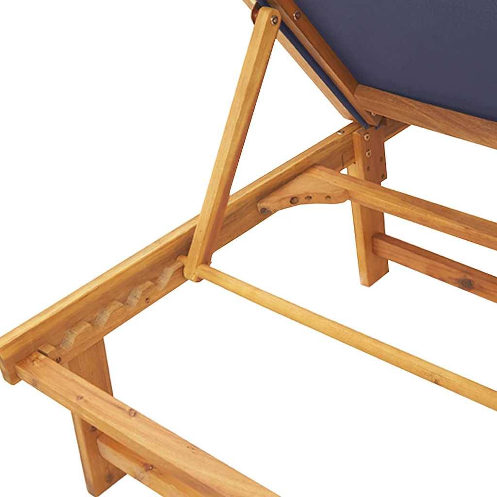 Maison Chic - Chaise longue | Transat | Bain de soleil bleu bois d'acacia solide et textilène - Image 8