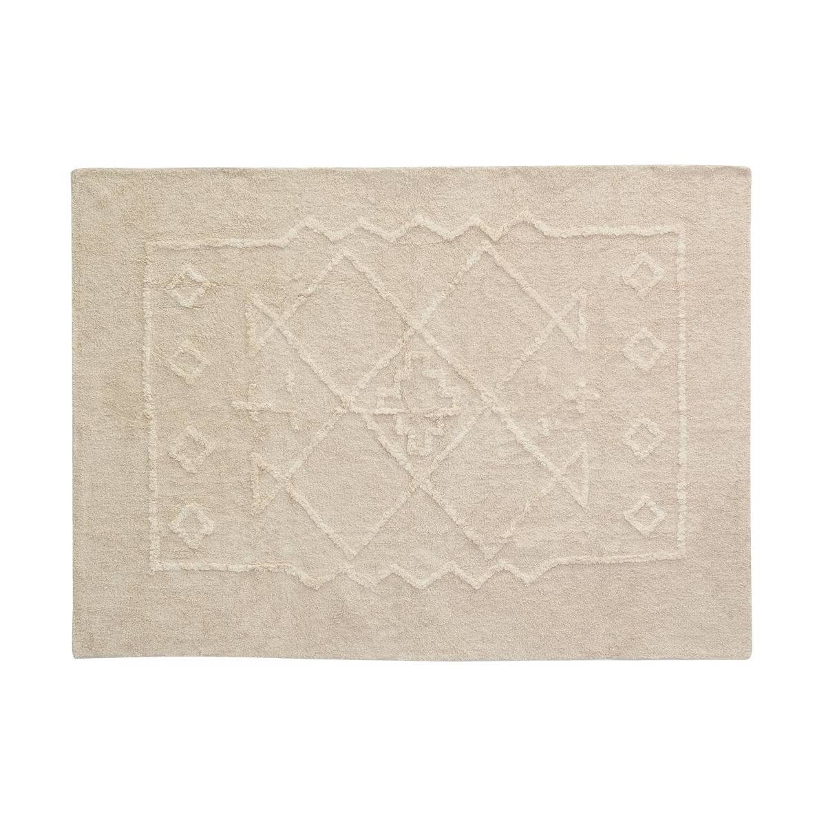 Aubry Gaspard - Tapis en coton tufté écru motifs ethniques 140 x 200 cm - Image 1