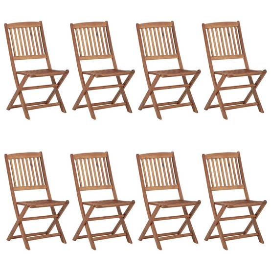 Chaises pliables jardin Bois d'acacia avec coussins gris 48.5 x 57 x 91 cm - PANGIVO - Image 2
