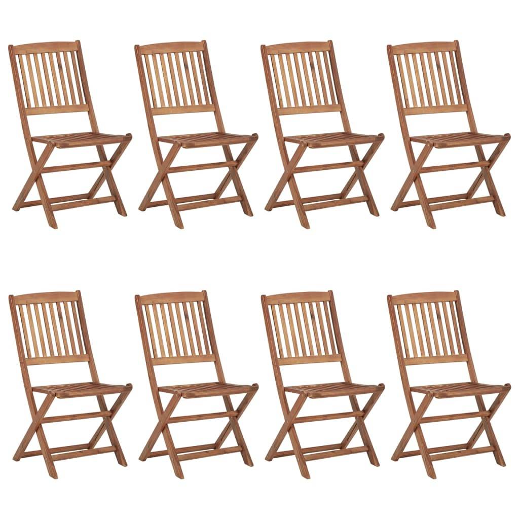 Chaises pliables jardin Bois d'acacia avec coussins gris 48.5 x 57 x 91 cm - PANGIVO - Image 2