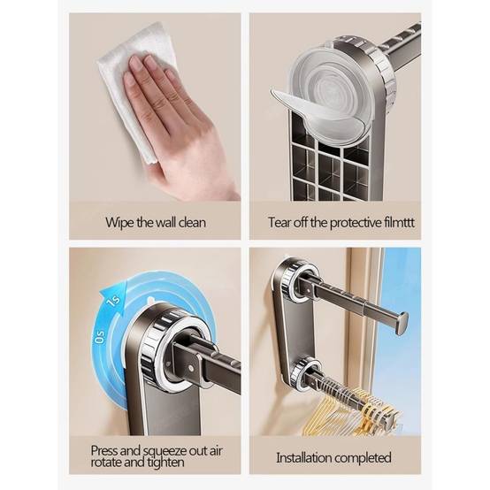 Étendoir à linge-Organisateur de cintres double couche – Fixation par ventouse – Capacité 20+ cintres – Pour buanderie et placard – Living123 - Image 5
