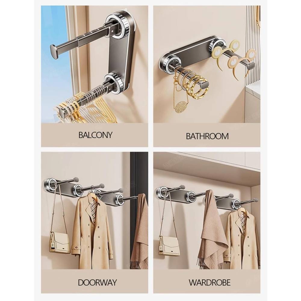 Étendoir à linge-Organisateur de cintres double couche – Fixation par ventouse – Capacité 20+ cintres – Pour buanderie et placard – Living123 - Image 3