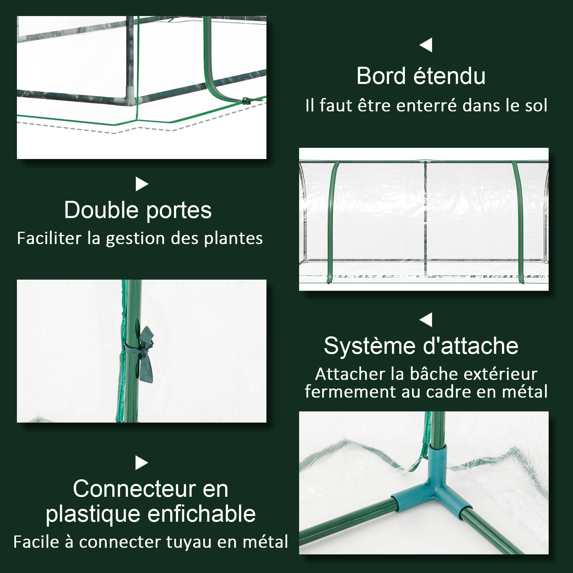 Mini serre de jardin Plastique pour légumes et tomates Bouclier climatique 200x100cm - ComfortXL Outdoor Living - Image 7