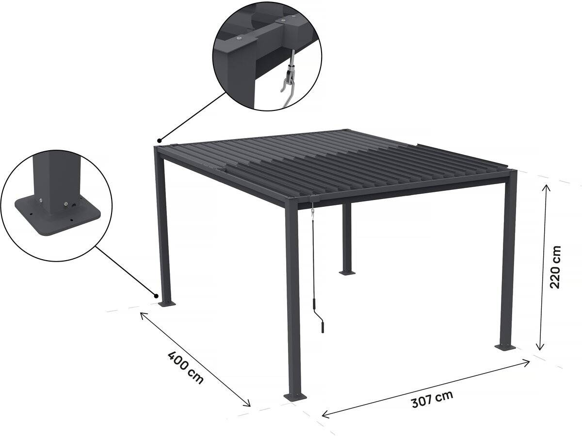 Pergola Bioclimatique Autoportante Avec Lames Orientables "howard" - 3 X 4 M - Gris -habitat Et Jardin - Image 4