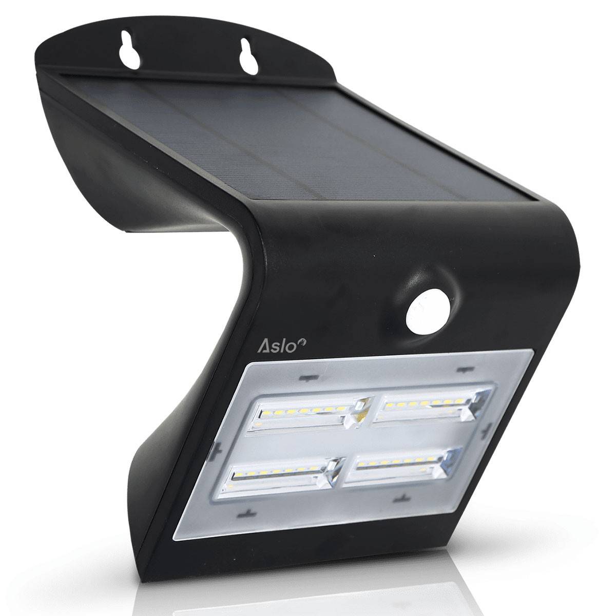 Projecteur Led Mural Batterie lithium 2 Ah - 3.7 V Solaire NOIR Détecteur de mouvements 3.2W 400 Lm ASLO - Image 1