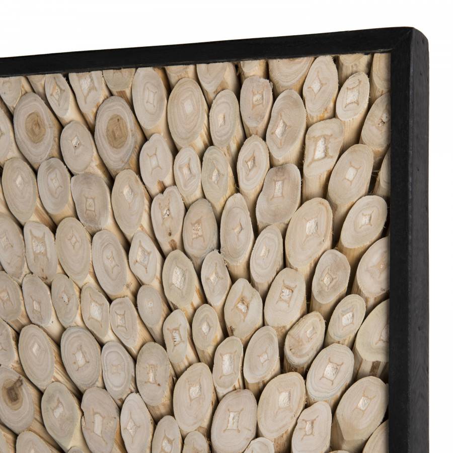 Macabane - SUZY - Décoration murale rectangulaire 100x40cm branches bois Teck nature - Image 3