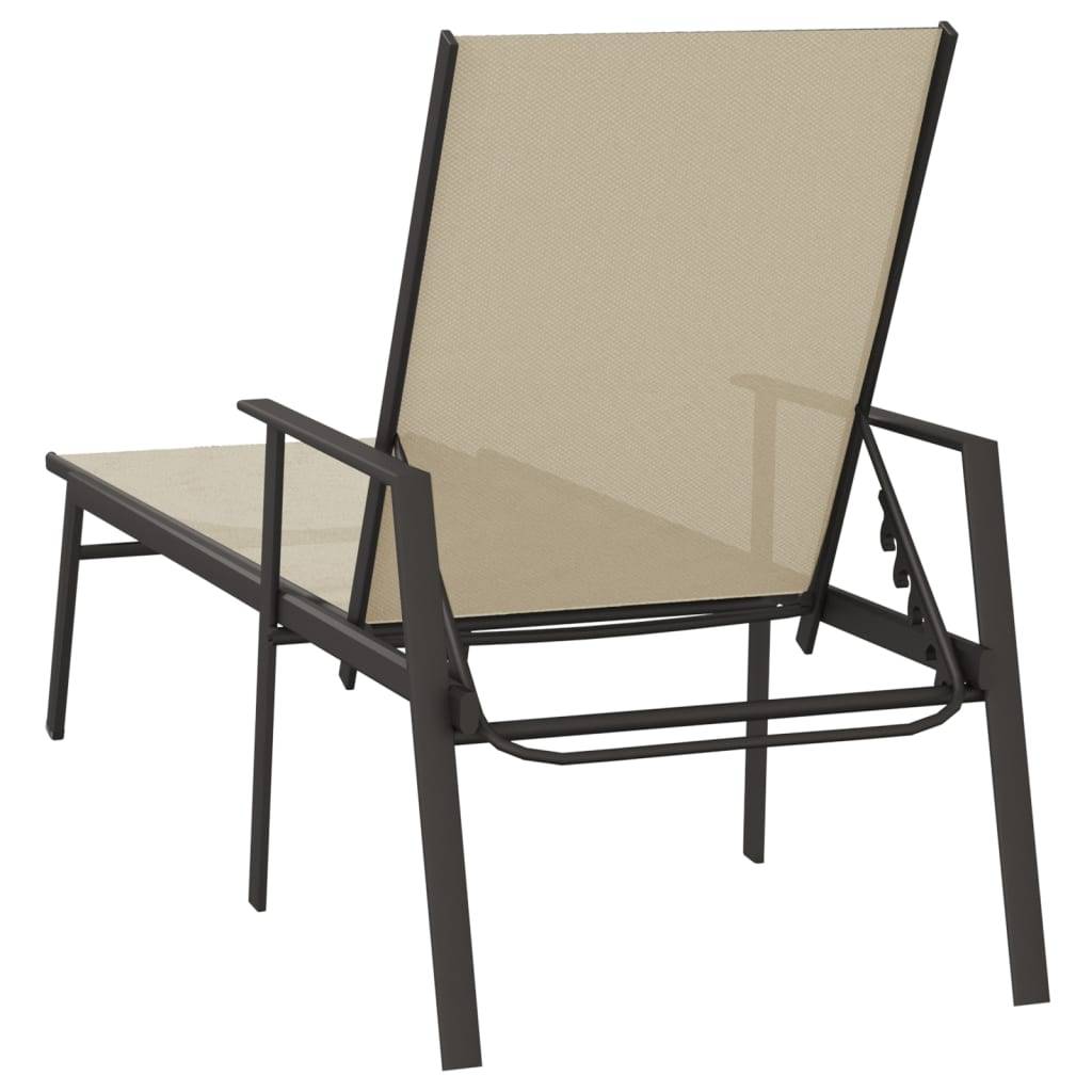 Helloshop26 - Transat chaise longue bain de soleil lit de jardin terrasse meuble d'extérieur acier et tissu textilène crème - Image 4