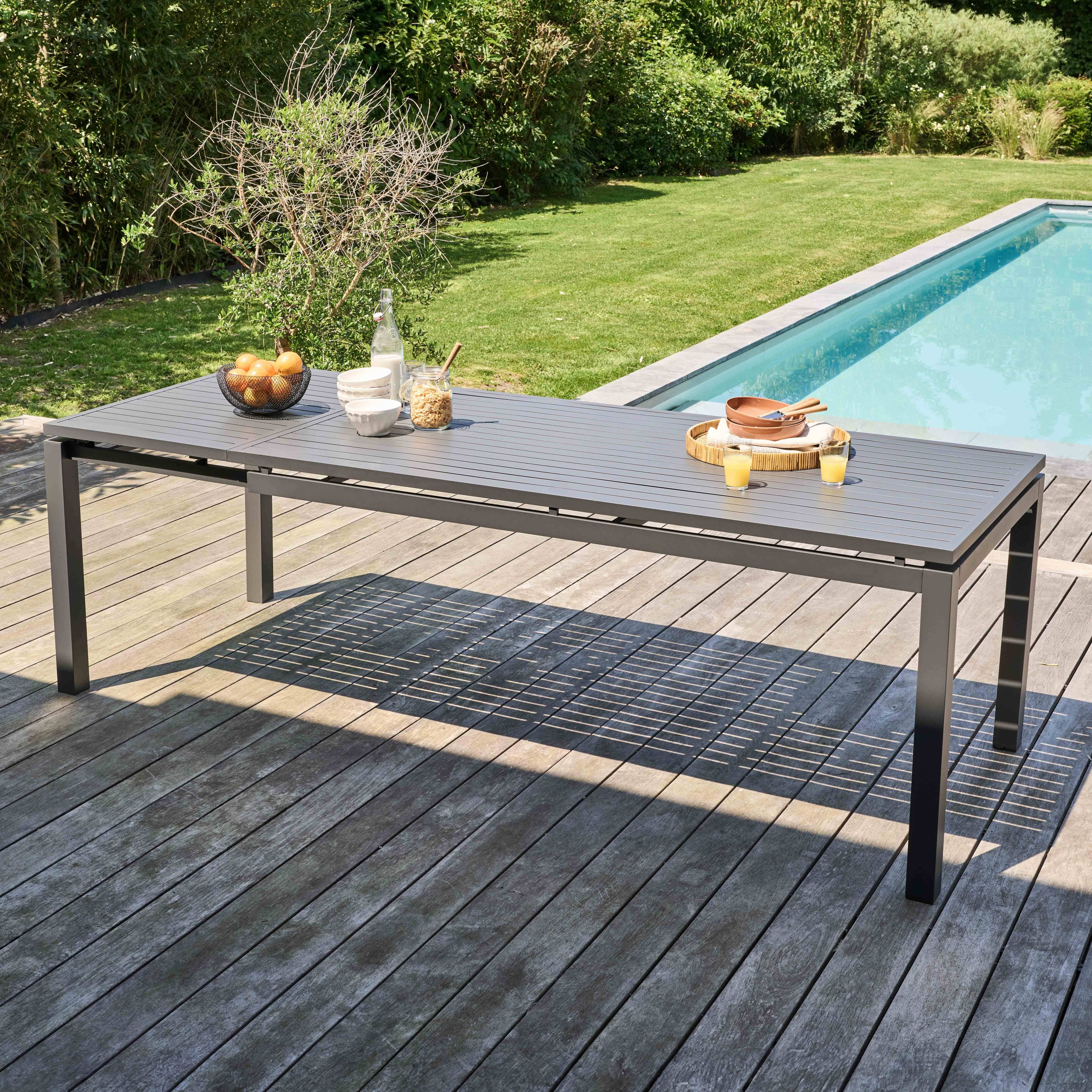 Oviala - Table de jardin extensible en aluminium gris 8 à 10 places 240 cm Galilée - Oviala - Image 2