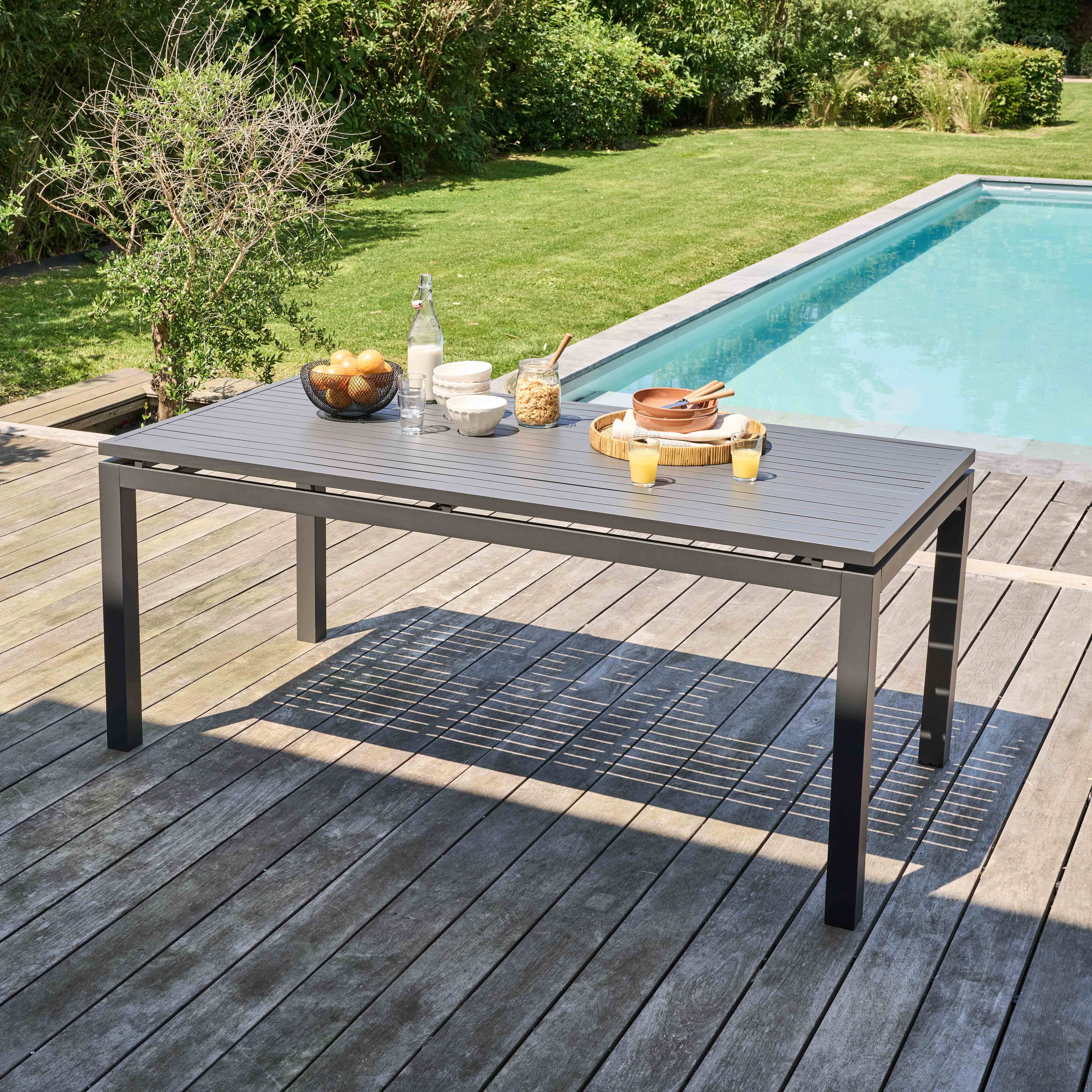 Oviala - Table de jardin extensible en aluminium gris 8 à 10 places 240 cm Galilée - Oviala - Image 4