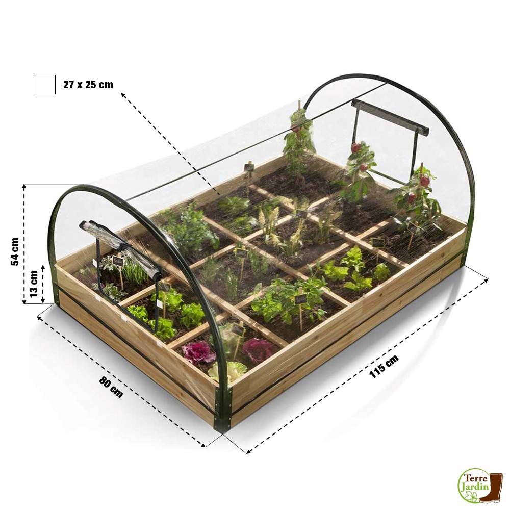 Carré potager avec serre intégrée sur armature rigide - Image 3