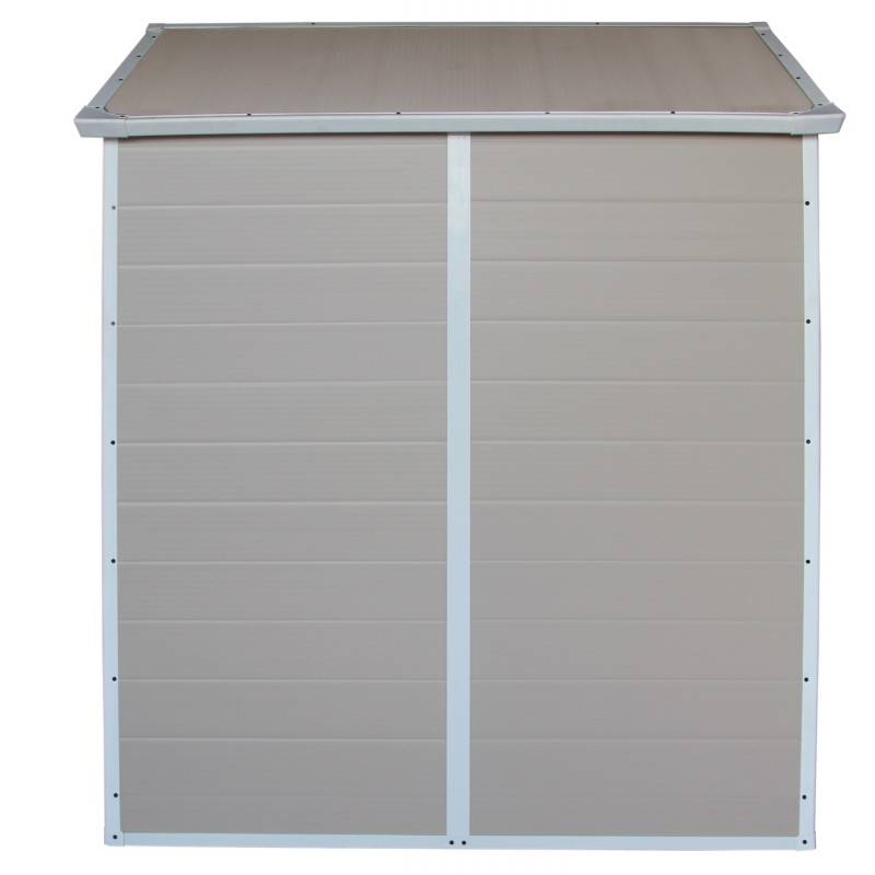 Abri de jardin résine beige 3,65m² avec kit de fondation et double porte Jôbu - Image 6